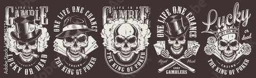 Vintage monochrome gambling prints set