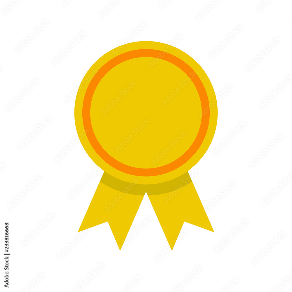 Medal with ribbon, flat vector icon Medal with ribbon, flat vector icon