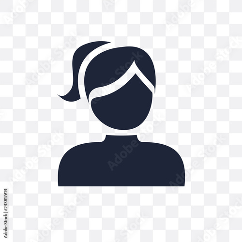 Girl face with ponytails transparent icon. Girl face with ponytails symbol design from People collection.