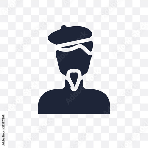 Man face with beret and goatee transparent icon. Man face with beret and goatee symbol design from People collection.
