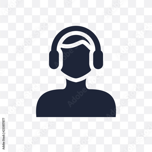 Man face with headphones transparent icon. Man face with headphones symbol design from People collection.