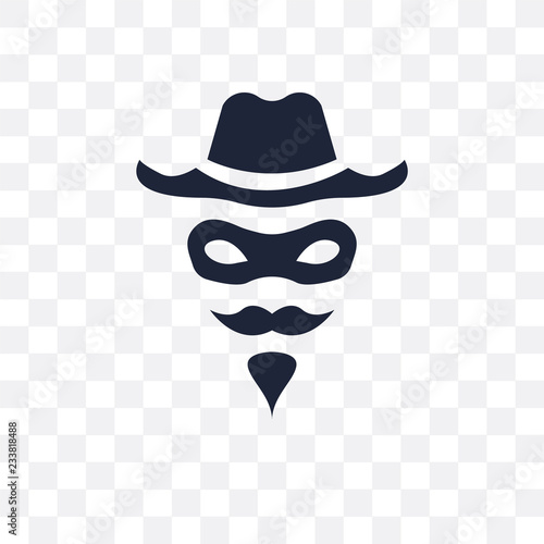 Zorro face transparent icon. Zorro face symbol design from People collection.