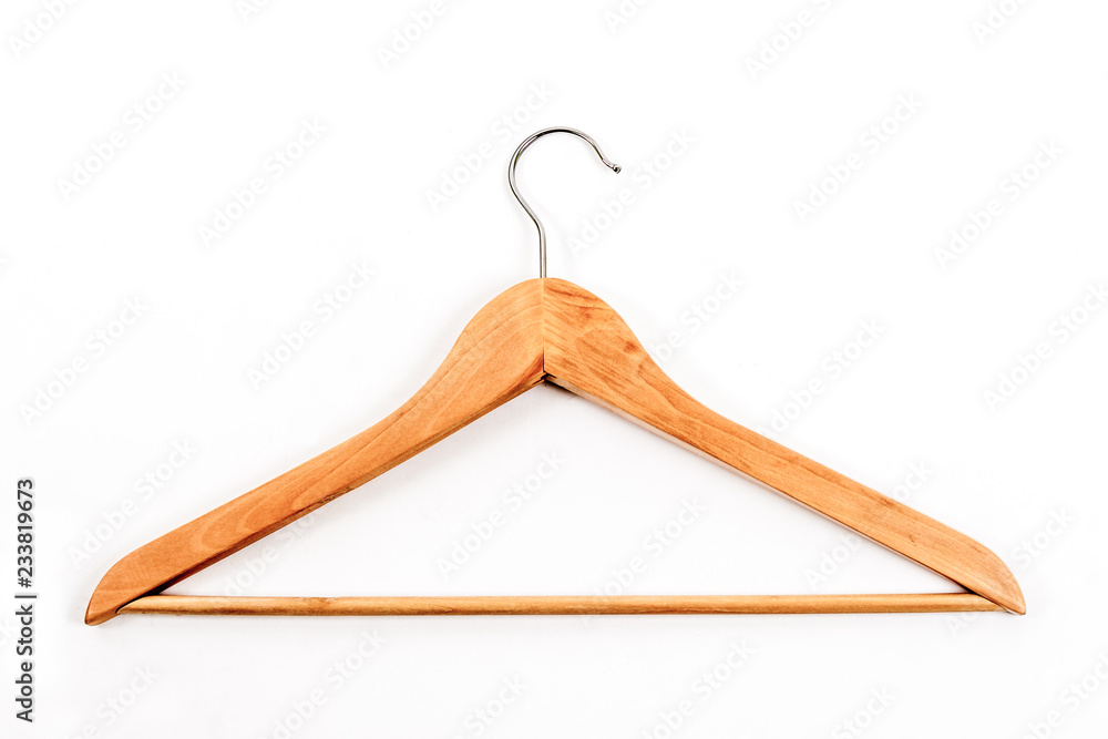 Wooden Clothes Hanger, Isolated on White Wooden Clothes Hanger, Isolated on White