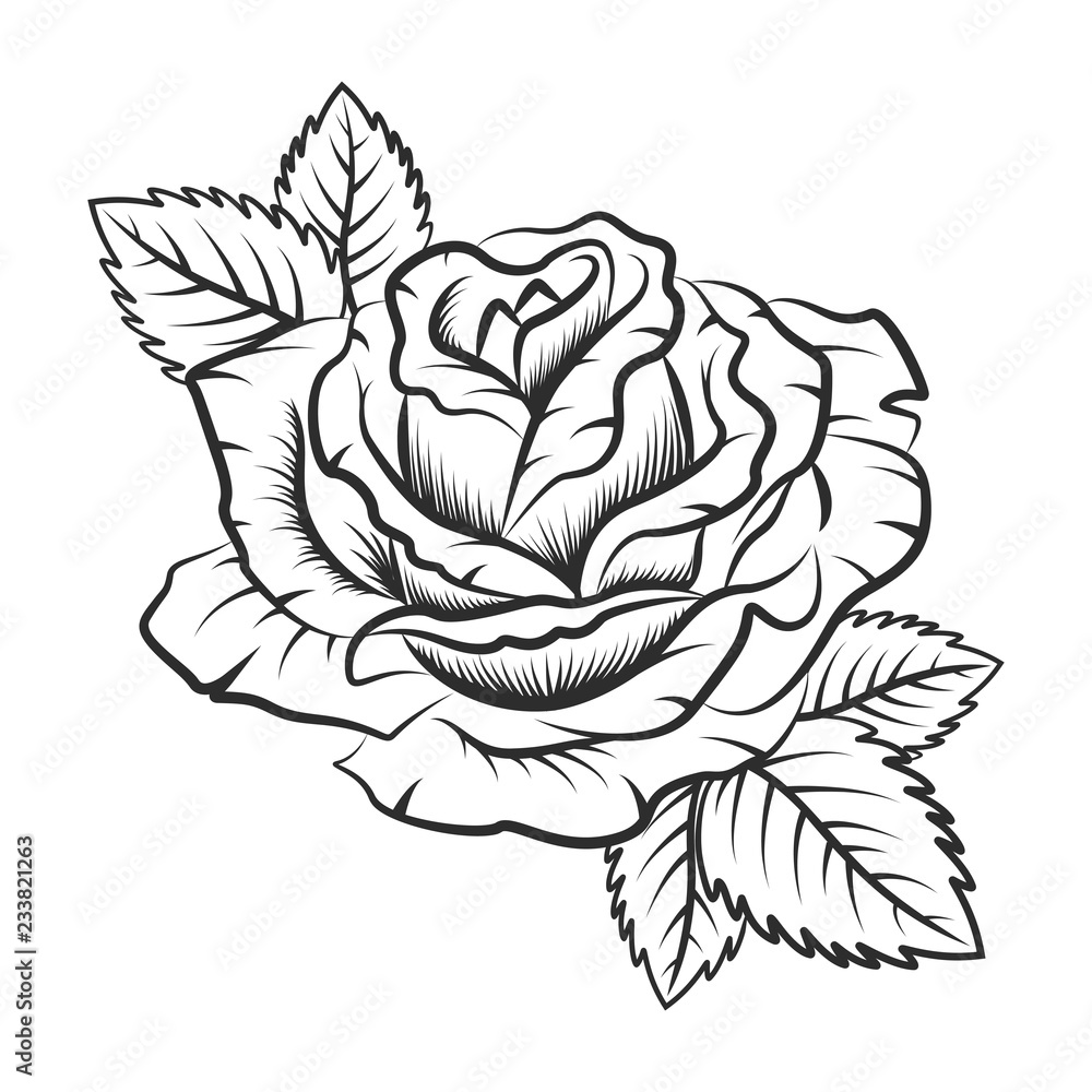 Rose tattoo with string beads sacred Royalty Free Vector