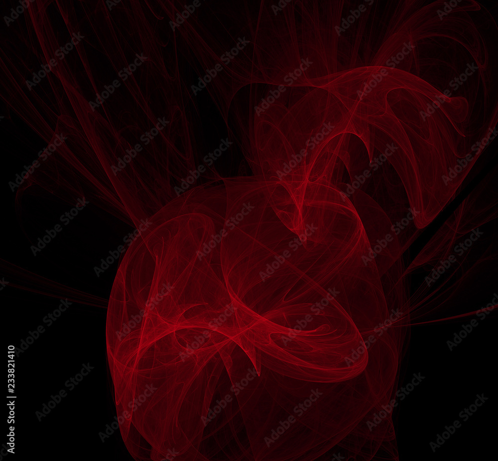 Red sphere pattern on black background. Fantasy fractal texture. Digital art. 3D rendering. Computer generated image. Red sphere pattern on black background. Fantasy fractal texture. Digital art. 3D rendering. Computer generated image.