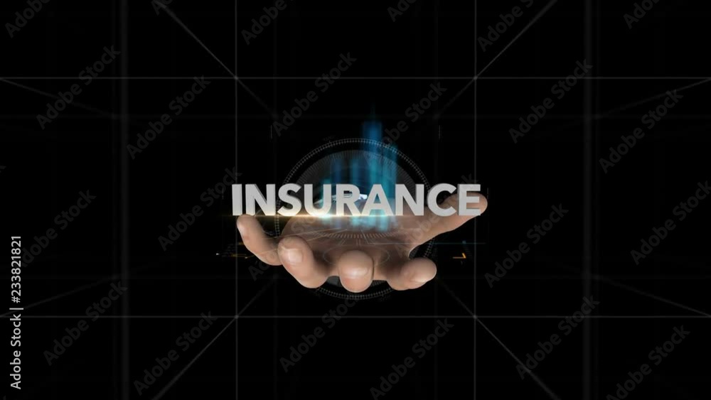 Hand Reveals Hologram Word-INSURANCE Hand Reveals Hologram Word-INSURANCE