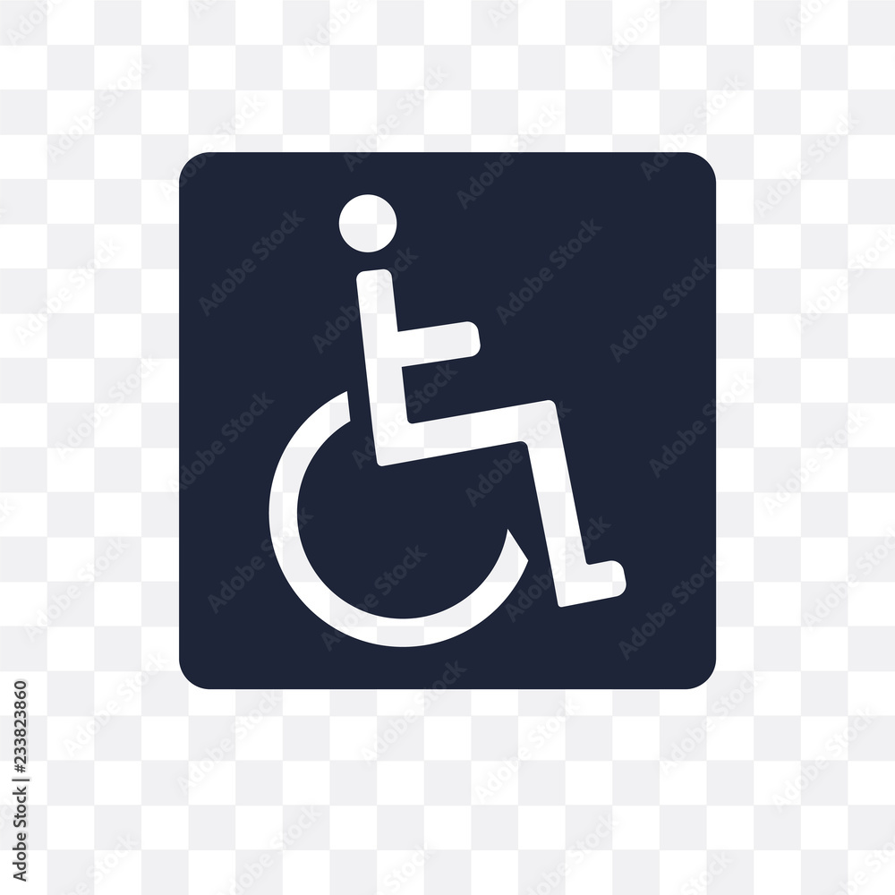 Handicap sign transparent icon. Handicap sign symbol design from Traffic signs collection. Handicap sign transparent icon. Handicap sign symbol design from Traffic signs collection.