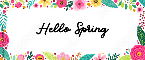 Cute Spring Flowers horizontal banner
