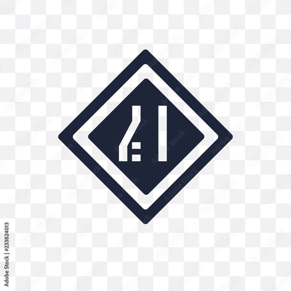 Narrow lane sign transparent icon. Narrow lane sign symbol design from Traffic signs collection. Narrow lane sign transparent icon. Narrow lane sign symbol design from Traffic signs collection.
