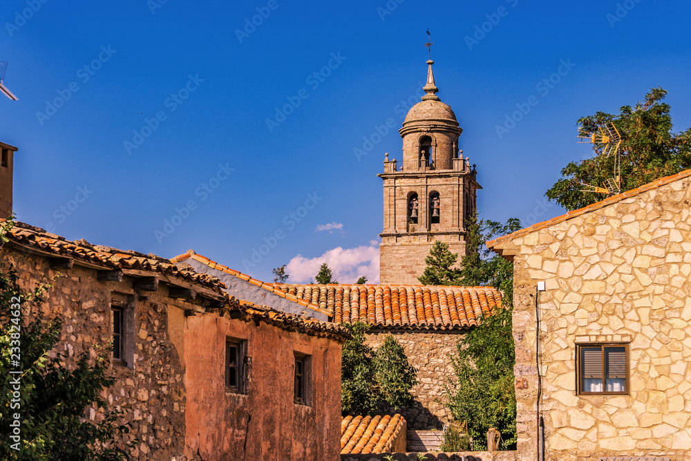 Village of Medinaceli and church dome. Soria Spain