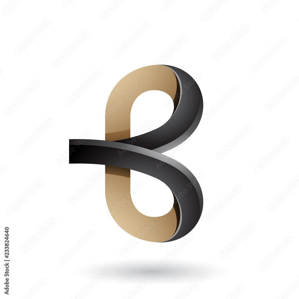 Black and Beige Bold Curvy Letter B Vector Illustration