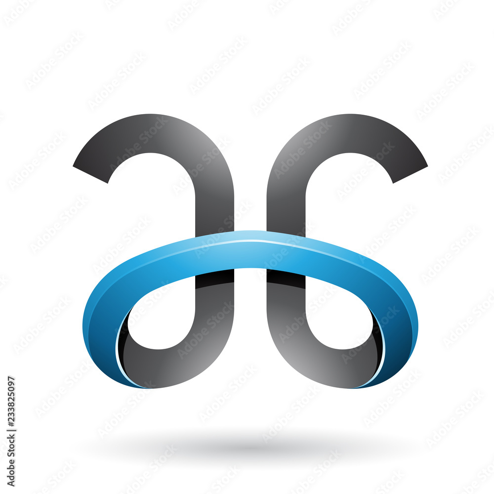 Black and Blue Bold Curvy Letters A and G Vector Illustration Black and Blue Bold Curvy Letters A and G Vector Illustration