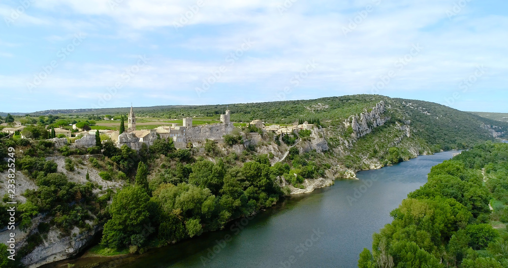 Obraz premium French village in aerial view, aigueze France