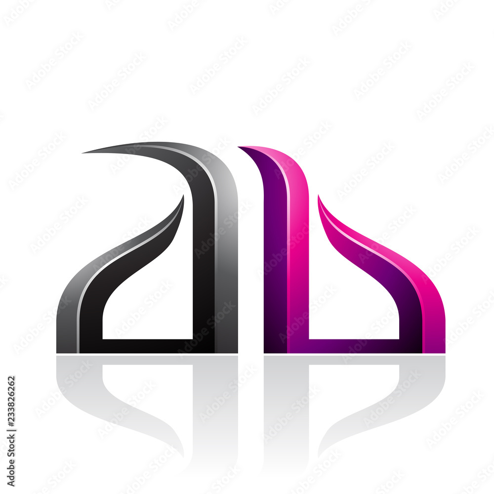 Black and Magenta Bow-like Embossed Letters of A and B Vector Illustration Black and Magenta Bow-like Embossed Letters of A and B Vector Illustration