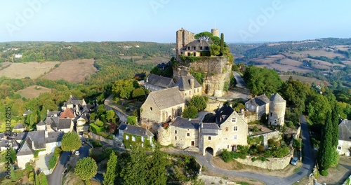 Fototapeta Naklejka Na Ścianę i Meble -  French village in aerial view, Turenne France