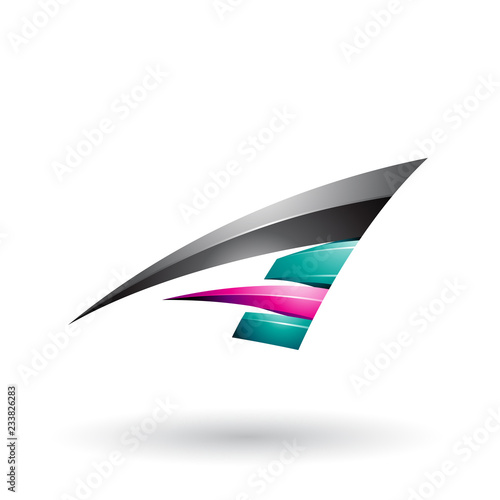 Free Download Black and Magenta Dynamic Glossy Flying Letter A Vector Illustration - GFXLoad