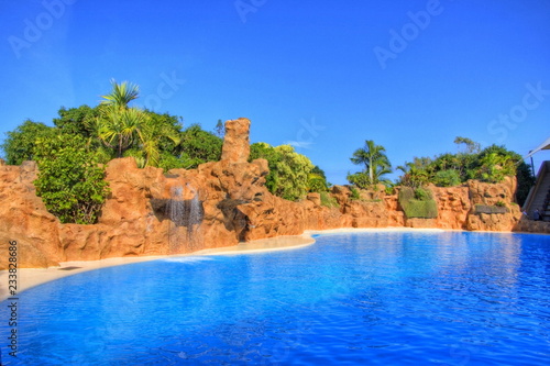 Swimming Pool with blue crystal water, Tenerife, Canarian Islands