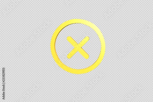 yellow Cancel 3D illustration on transparent background