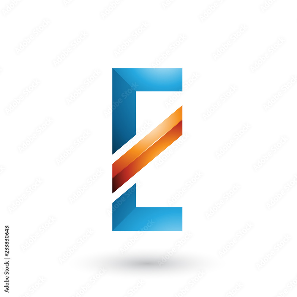 Blue and Orange Letter E with a Diagonal Line Vector Illustration Blue and Orange Letter E with a Diagonal Line Vector Illustration