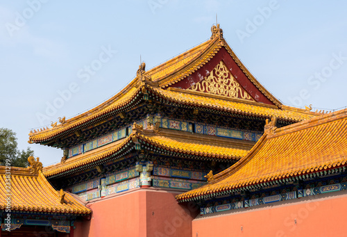 Details of roof and carvings in Forbidden City in Beijing