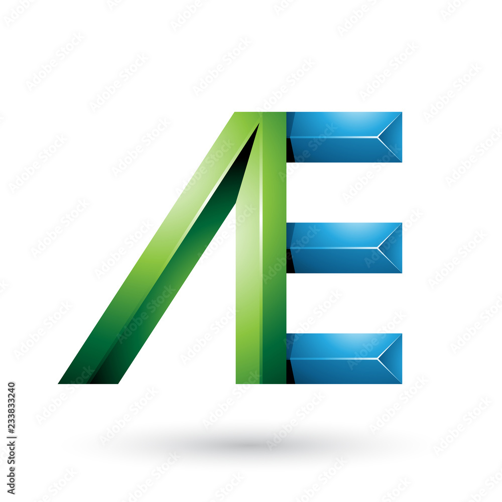 Green and Blue Pyramid Like Dual Letters of A and E Vector Illustration Green and Blue Pyramid Like Dual Letters of A and E Vector Illustration