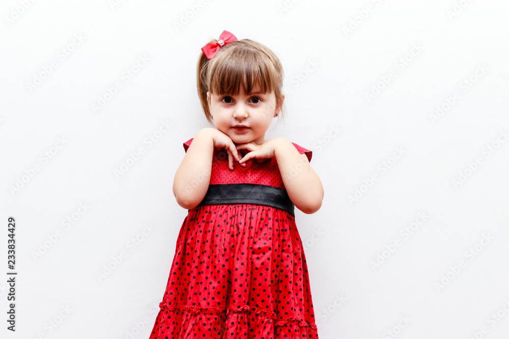 portrait of caucasian toddler girl with white background portrait of caucasian toddler girl with white background