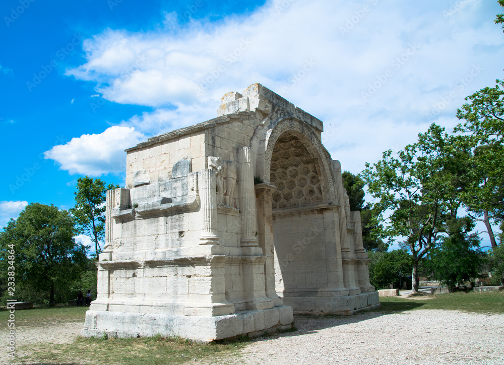 The Triumphal Arch on the ancient Roman archaelogical site near the town of St Remy de Provence, France