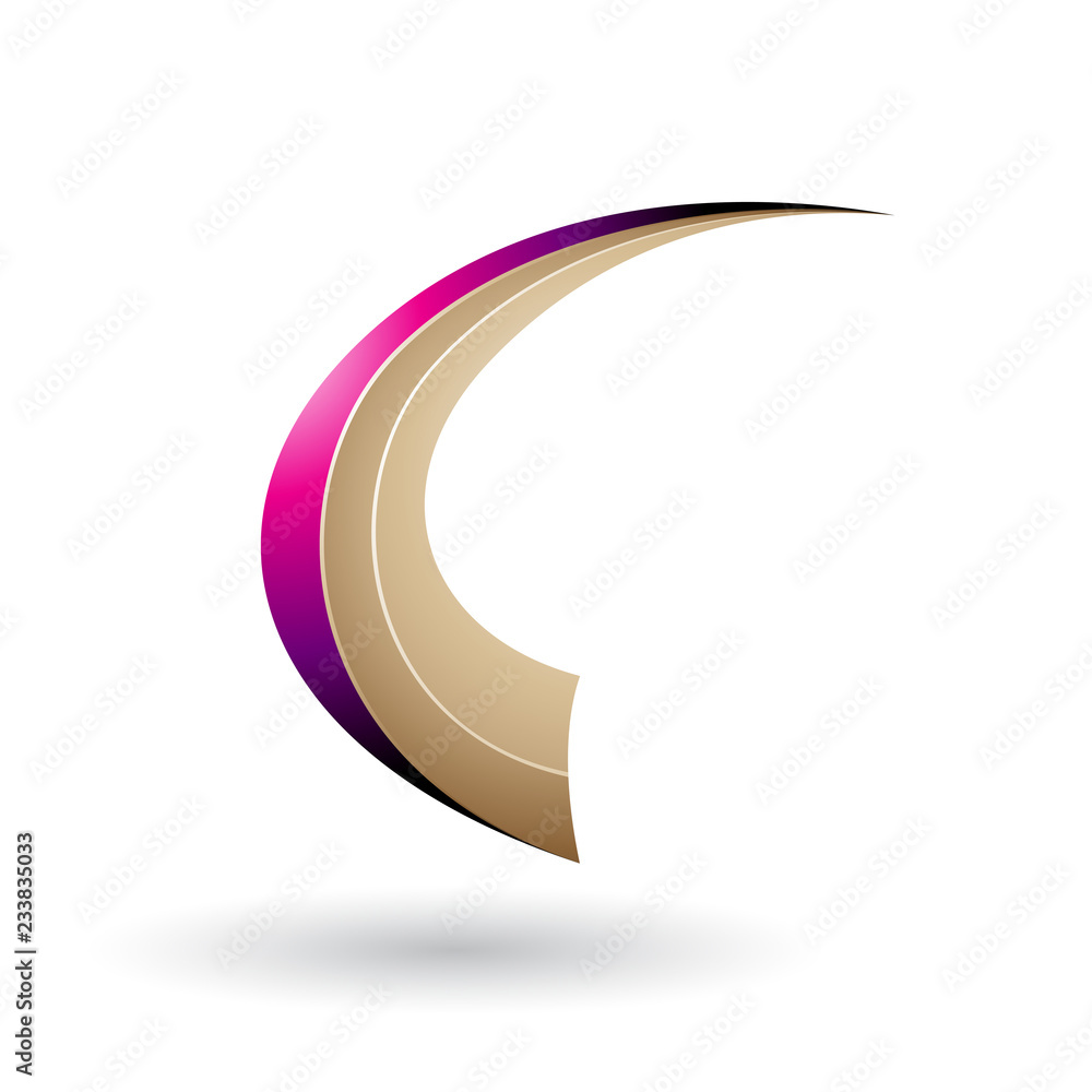 Magenta and Beige Dynamic Flying Letter C Vector Illustration Magenta and Beige Dynamic Flying Letter C Vector Illustration