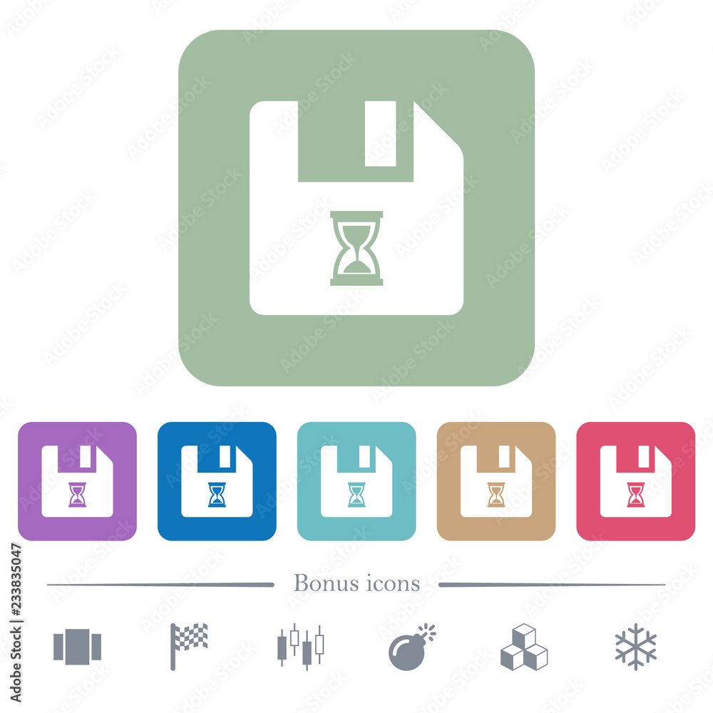 File waiting flat icons on color rounded square backgrounds File waiting flat icons on color rounded square backgrounds