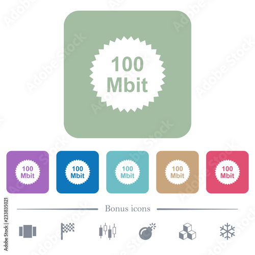 1000 mbit guarantee sticker flat icons on color rounded square backgrounds