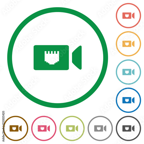 IP camera flat icons with outlines