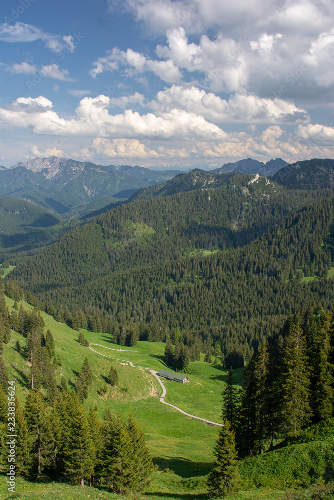 Dramatic mountain landscape from top of Wallberg in Germany