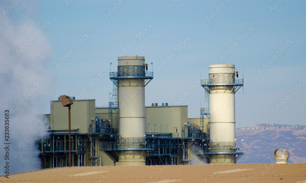 Fototapeta premium industry,factory,steam,manufacturing,smoke,chimney,