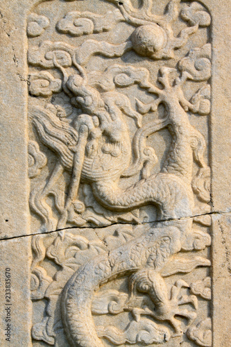 Broken stone carving in the Eastern Tombs of the Qing Dynasty, China... © zhang yongxin