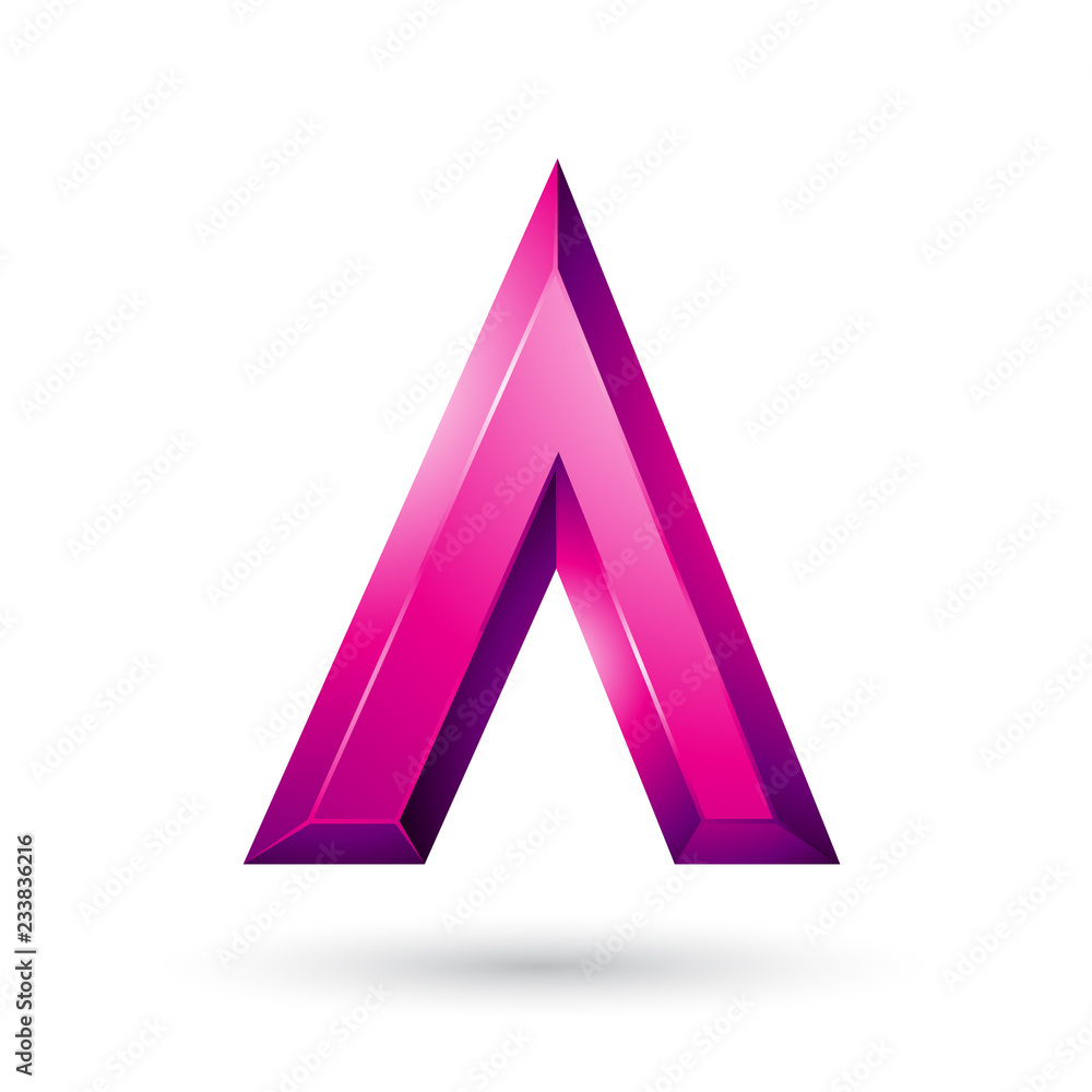 Magenta Glossy Geometrical Letter A Vector Illustration Magenta Glossy Geometrical Letter A Vector Illustration