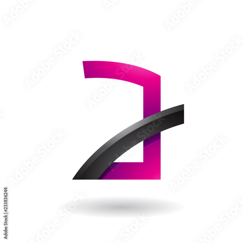 Free Download Magenta Letter A with Black Glossy Stick Vector Illustration - GFXLoad
