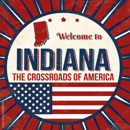 Welcome to Indiana vintage grunge poster