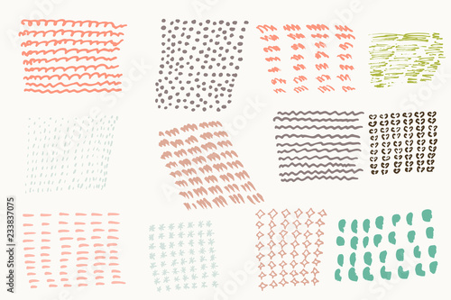Set of vector hand drawn textures