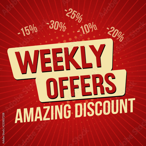 Weekly offers, amazing discount banner template