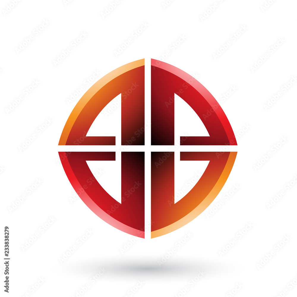 Orange and Red Double Sided Shape of Letter B Vector Illustration Orange and Red Double Sided Shape of Letter B Vector Illustration