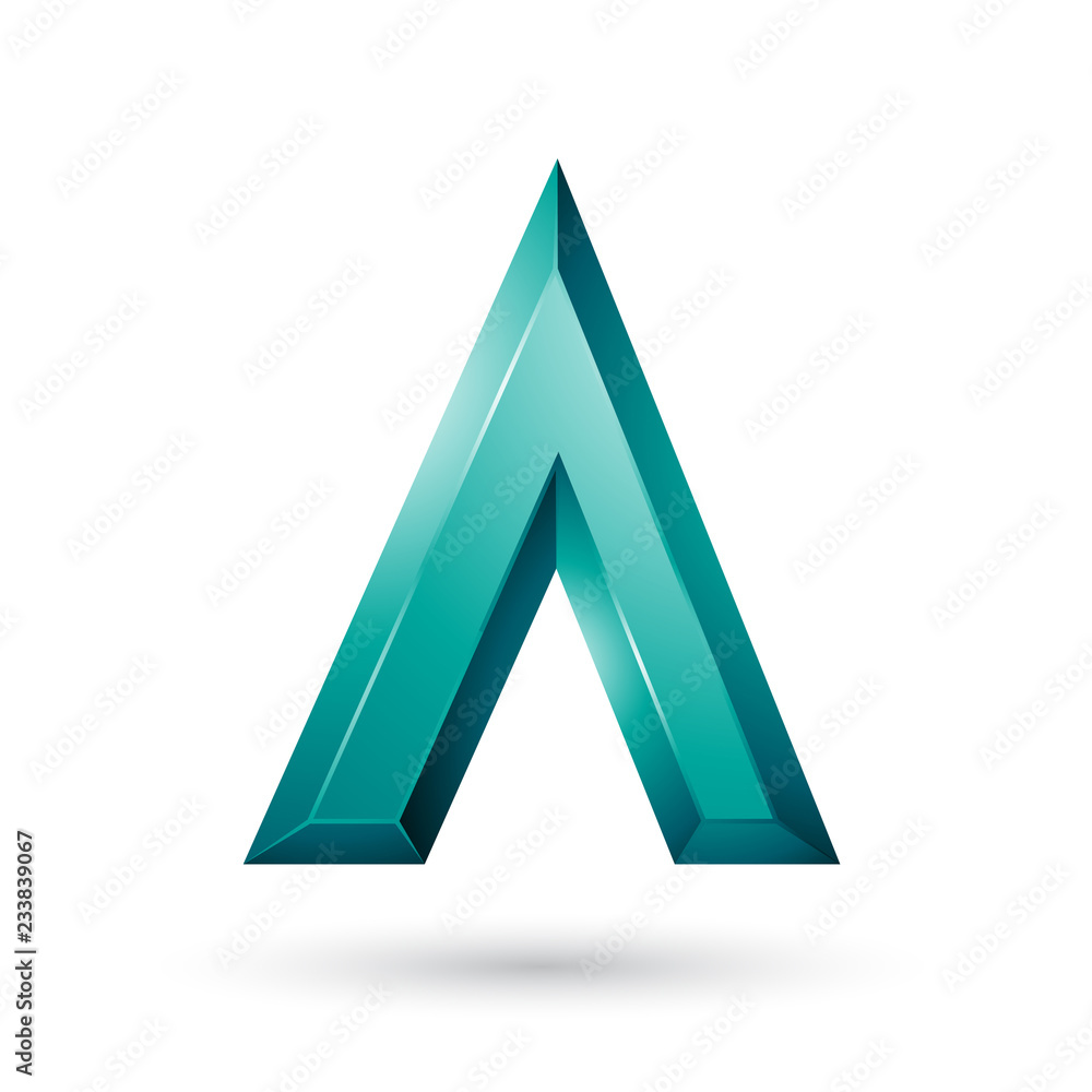 Persian Green Glossy Geometrical Letter A Vector Illustration Persian Green Glossy Geometrical Letter A Vector Illustration