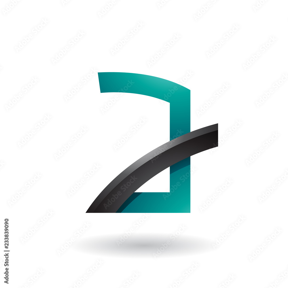 Persian Green Letter A with Black Glossy Stick Vector Illustration Persian Green Letter A with Black Glossy Stick Vector Illustration