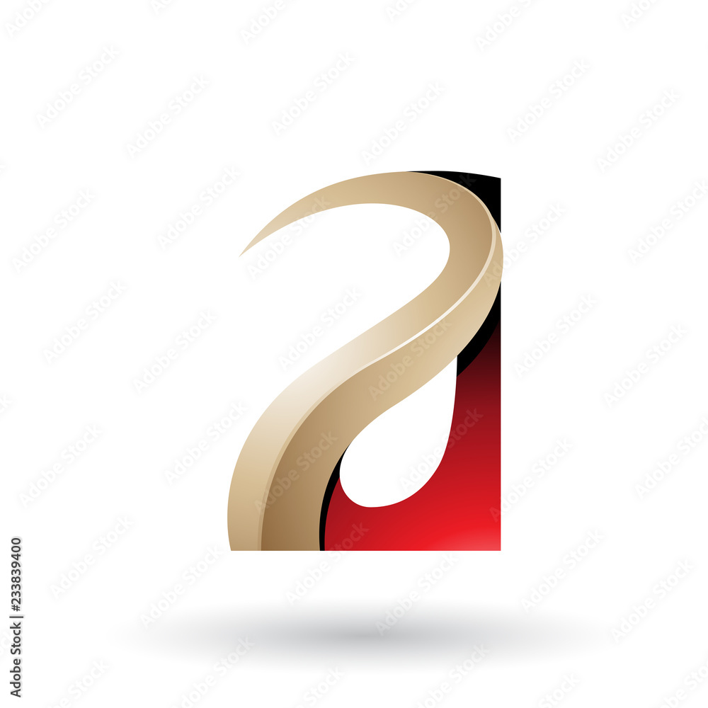 Naklejka premium Red and Beige Glossy Curvy Embossed Letter A Vector Illustration