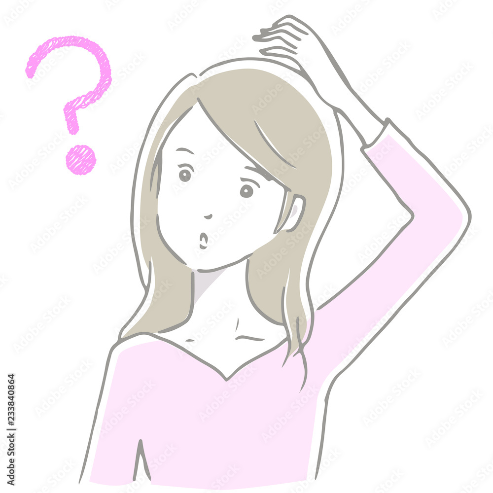 女性 疑問 やわらか手描き風 女性 疑問 やわらか手描き風