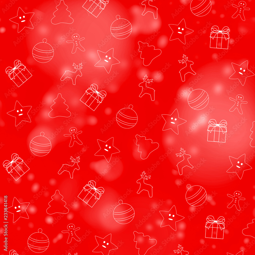Christmas objects pattern in red and green colors