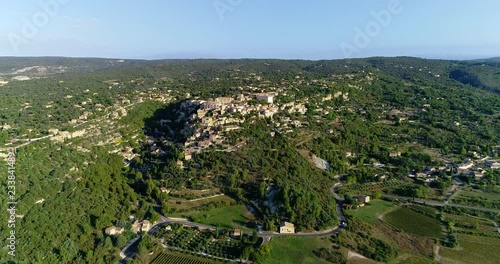 French village in aerial view, Gorde France photo