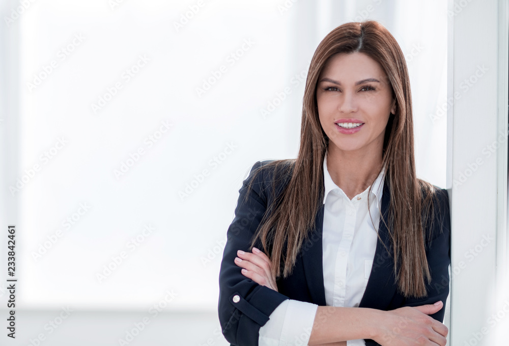 Close up portrait of young woman in business suit Close up portrait of young woman in business suit