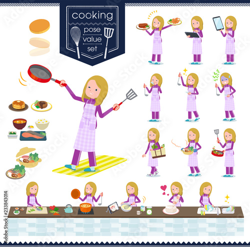 flat type school fair skin girl purple jersey_cooking