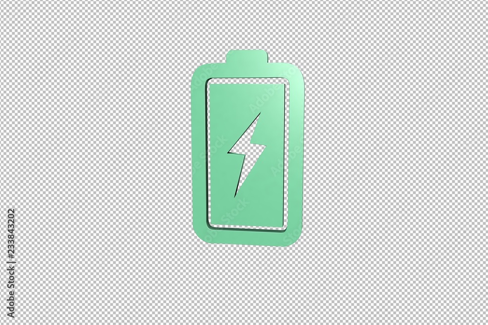 3D illustration of Charge, green color with transparent background. 3D illustration of Charge, green color with transparent background.