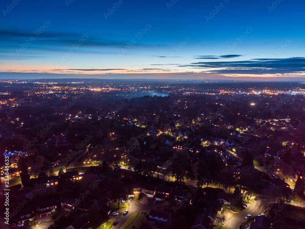 Aerial View of City Lights at Dusk Aerial View of City Lights at Dusk
